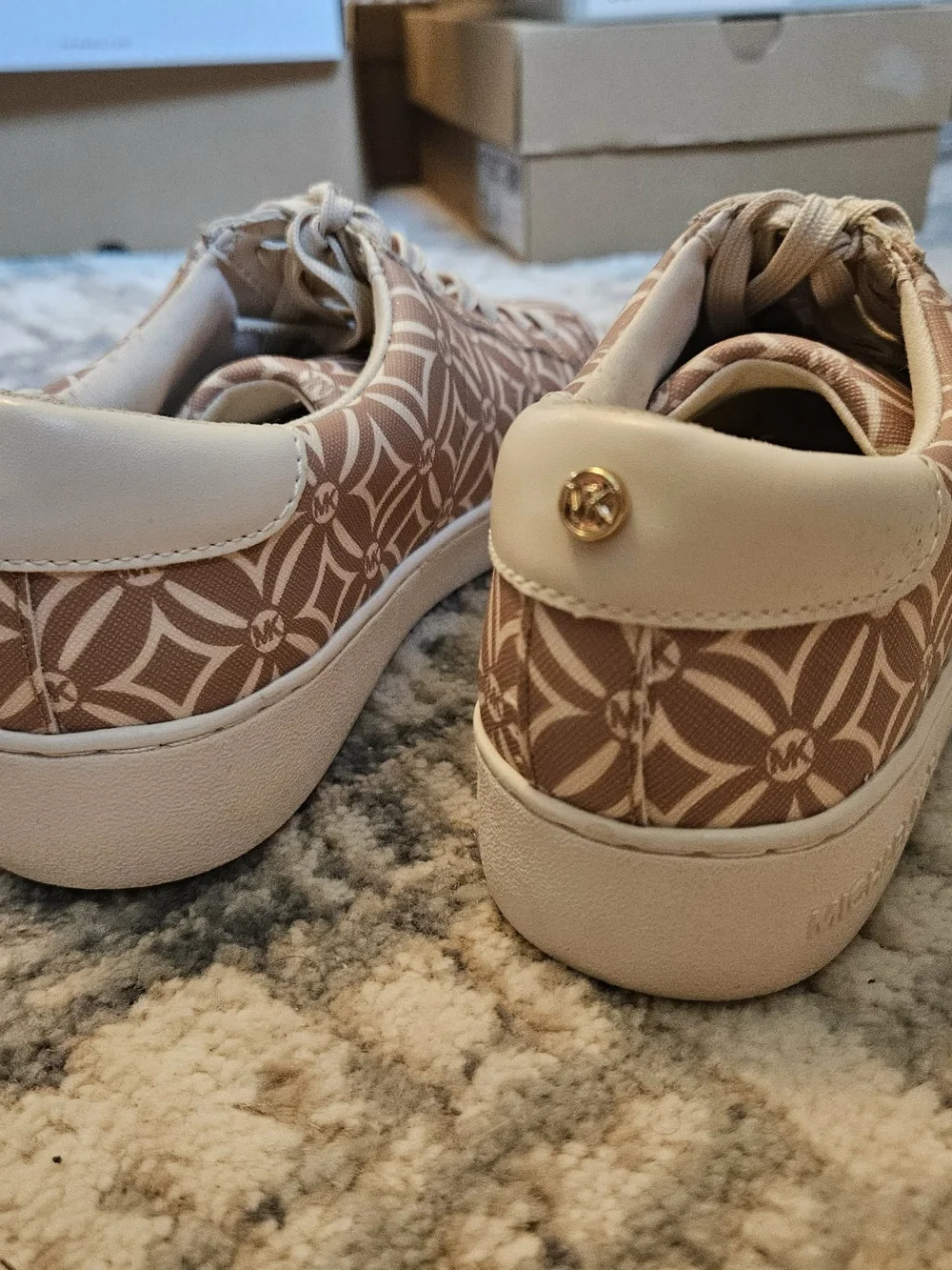 Michael Kors Women's Pink Beige Logo Sneakers